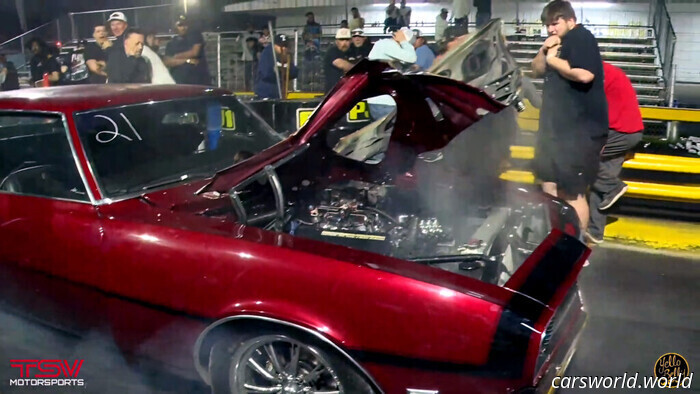 Camaro Se Quita El Capó En Una Salvaje Explosión En La Franja De Arrastre | Carscoops